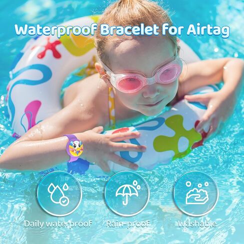 Waterproof Airtag Bracelet for Kids(2 Pack), Soft Silicone Airtags Hidden Wristband, Lightweight GPS Tracker Holder Compatible with Apple Air tag Band for Child(Purple/Pink) in Saudi Arabia