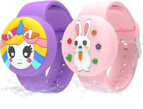 Waterproof Airtag Bracelet for Kids(2 Pack), Soft Silicone Airtags Hidden Wristband, Lightweight GPS Tracker Holder Compatible with Apple Air tag Band for Child(Purple/Pink) in Saudi Arabia