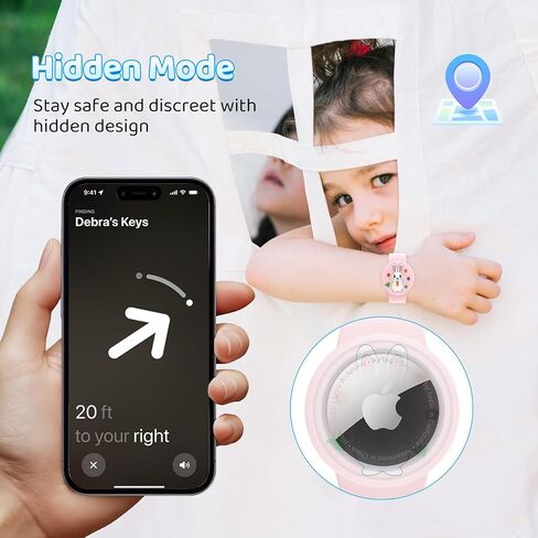 Waterproof Airtag Bracelet for Kids(2 Pack), Soft Silicone Airtags Hidden Wristband, Lightweight GPS Tracker Holder Compatible with Apple Air tag Band for Child(Purple/Pink) in Saudi Arabia