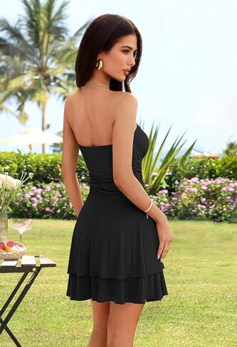 MEROKEETY Women's 2024 Summer Strapless Tube Dress Sexy Off Shoulder Ruffle Tiered Flowy Mini Dresses in Saudi Arabia