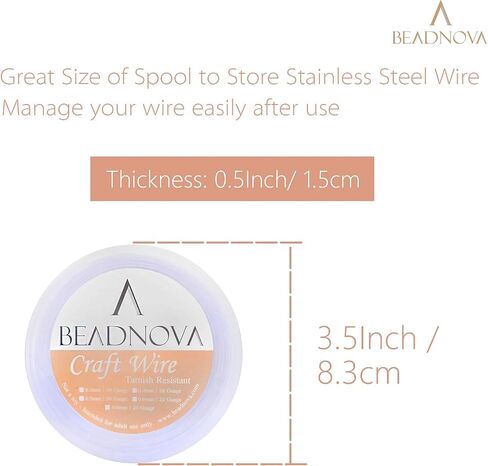 BEADNOVA 18-Gauge Stainless Steel Wire Tarnish Resistant Shiny Steel Wire for Jewelry Making (11 Yards) in Saudi Arabia