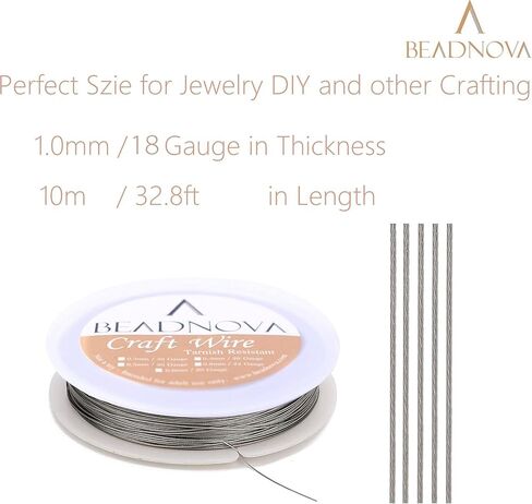 BEADNOVA 18-Gauge Stainless Steel Wire Tarnish Resistant Shiny Steel Wire for Jewelry Making (11 Yards) in Saudi Arabia