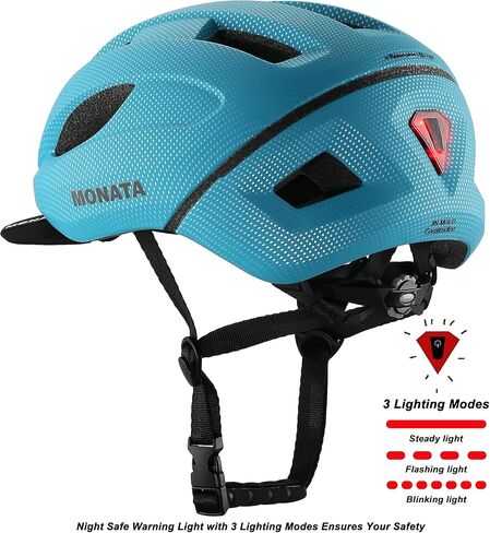 MONATA Bike Helmet, Adult Bicycle Helmet with Light and Detachable Visor for Women Men Youth Cycling Urban Skateboarding Roller Skating Multi-Sports in Kuwait