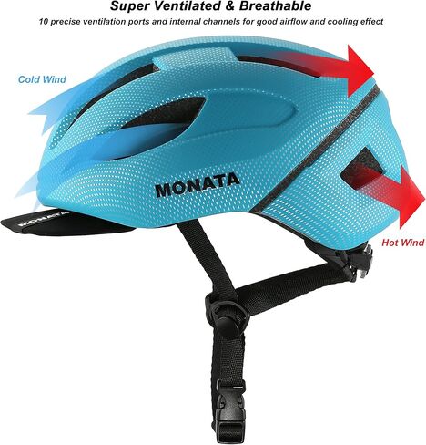 MONATA Bike Helmet, Adult Bicycle Helmet with Light and Detachable Visor for Women Men Youth Cycling Urban Skateboarding Roller Skating Multi-Sports in Kuwait