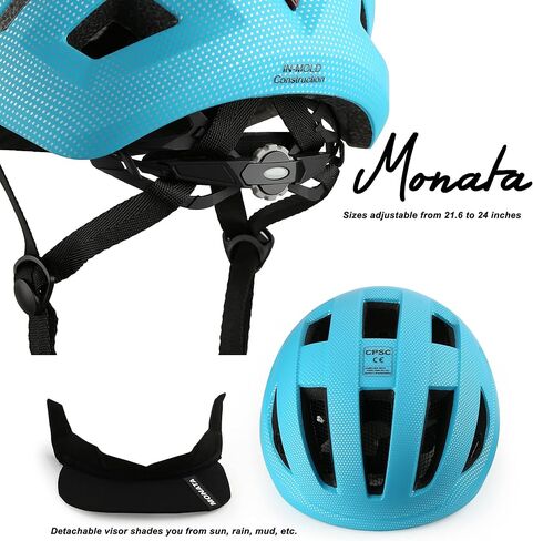 MONATA Bike Helmet, Adult Bicycle Helmet with Light and Detachable Visor for Women Men Youth Cycling Urban Skateboarding Roller Skating Multi-Sports in Kuwait