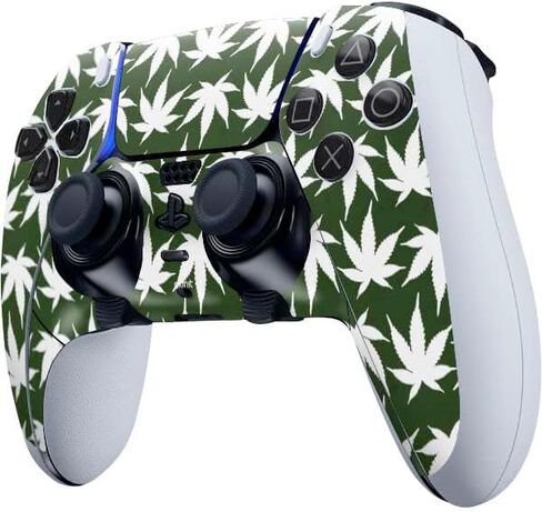Skinit Decal Gaming Skin Compatible with PS5 DualSense Edge Pro Controller - Marijuana Leaf White Pattern Design in Kuwait