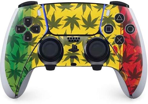 Skinit Decal Gaming Skin Compatible with PS5 DualSense Edge Pro Controller - Marijuana Leaf White Pattern Design in Kuwait