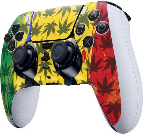Skinit Decal Gaming Skin Compatible with PS5 DualSense Edge Pro Controller - Marijuana Leaf White Pattern Design in Kuwait