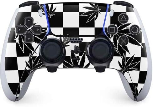 Skinit Decal Gaming Skin Compatible with PS5 DualSense Edge Pro Controller - Marijuana Leaf White Pattern Design in Kuwait