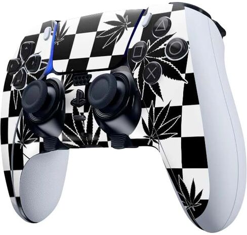 Skinit Decal Gaming Skin Compatible with PS5 DualSense Edge Pro Controller - Marijuana Leaf White Pattern Design in Kuwait