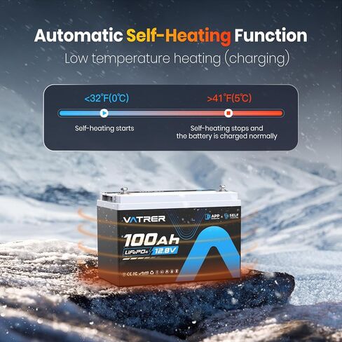 12.8V 100AH Group 31 Bluetooth LiFePO4 Lithium Battery with Self-Heating, Built-in 100A BMS, High/Low Temp Cutoff, Supports Low Temp Charging(-4°F), 5000+ Cycles, Perfect for RV/Camping,Off-Grid,Solar in Saudi Arabia