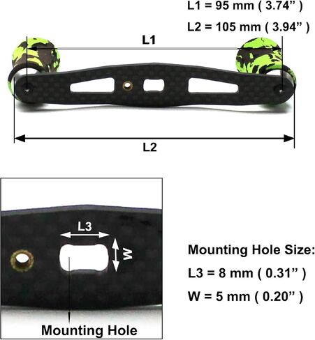 Mr. Z 95mm Carbon Fiber Baitcasting Reel Handle Left or Right Side Installation DIY Replacement Accessory in Saudi Arabia
