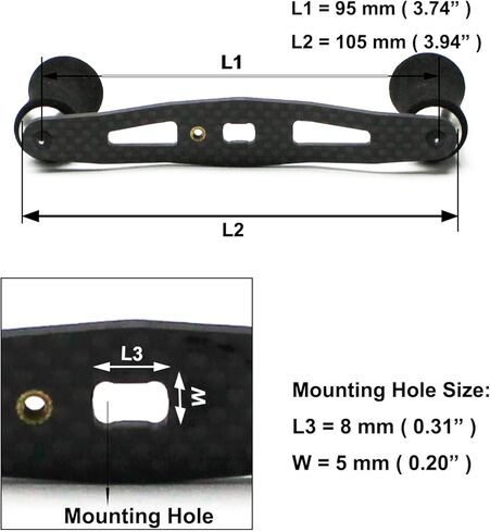 Mr. Z 95mm Carbon Fiber Baitcasting Reel Handle Left or Right Side Installation DIY Replacement Accessory in Kuwait