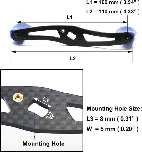 Mr. Z 100mm Carbon Fiber Baitcasting Reel Handle Grip Low-Profile with Fitting Replacement Parts in Saudi Arabia