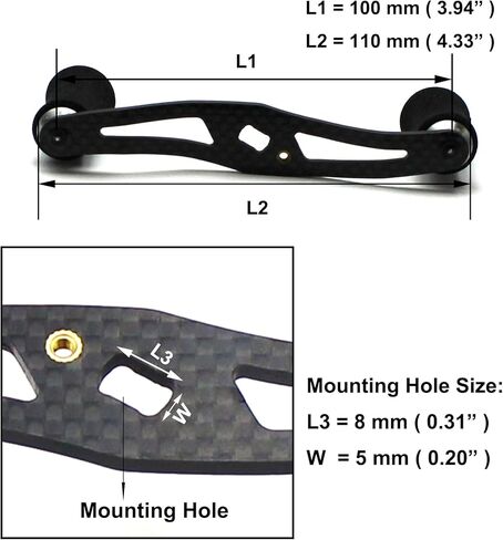 Mr. Z 100mm Carbon Fiber Baitcasting Reel Handle Grip Low-Profile with Fitting Replacement Parts in Kuwait