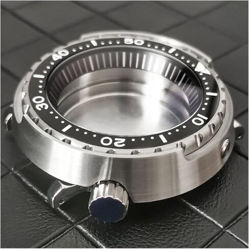 Stainless Steel Watchcase Tuna Can 47mm For NH35 NH36 4R35/36 7S26 Movement Mineral Crystal Ratchet 120 Clicks 10ATM Watch Parts watch case in Kuwait