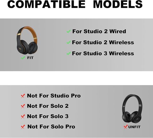 منصات الأذن البديلة - متوافقة مع سماعات الاستوديو 2 & Studio 3 وجلد البروتين الناعم وأسماء الأذن لإلغاء الضوضاء المتميزة ، وسائد أذن متينة ومريحة (Studio 3 -Black) in Kuwait