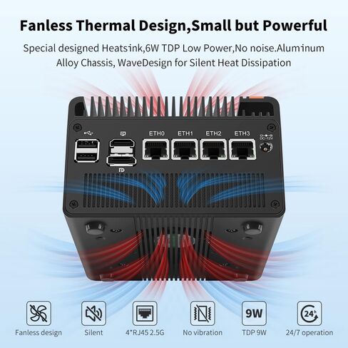 Mini PC N100 NAS 5 M.2 Nvme Pocket NAS Small PC,4X2.5GbE LAN Mirco Desktop Computer 2HD 4K@60HZ,Router/QNAS/Firewall DDR5 for Office Business (8GB RAM 128GB SSD, N100) in Kuwait
