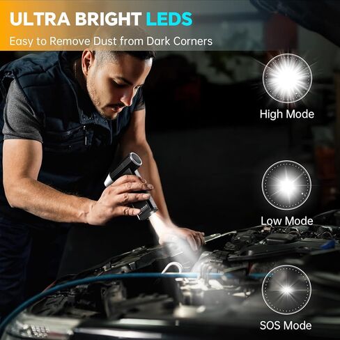 Duster Air Electric ، 210000 دورة في الدقيقة ، منفاخ هواء مستودع قوي ، 4 -gear قابل للتعديل للوحة مفاتيح التنظيف العميقة ، الكمبيوتر الشخصي ، السيارة ، المنزل والخارجية - يحل محل علب الهواء المضغوطة in Kuwait