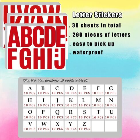 Bemeol 30 Sheets Letter Stickers 4 Inch Alphabet Letter Stickers Self Adhesive Letters Stickers for Classroom Home Decor(Multi) in Saudi Arabia