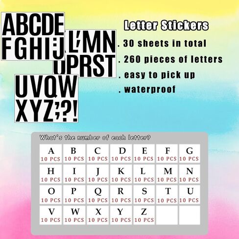 Bemeol 30 Sheets Letter Stickers 4 Inch Alphabet Letter Stickers Self Adhesive Letters Stickers for Classroom Home Decor(Multi) in Kuwait