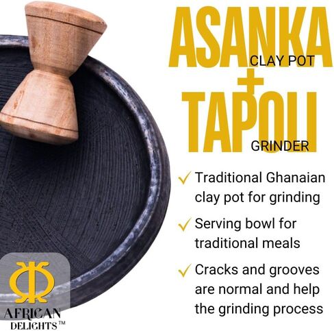 Handmade Asanka - 11 Inch Large African Clay Serving Bowl, Traditional Ghanaian Earthenware for Chop Bar & Home Cooking (ONLY ASANKA) in Saudi Arabia