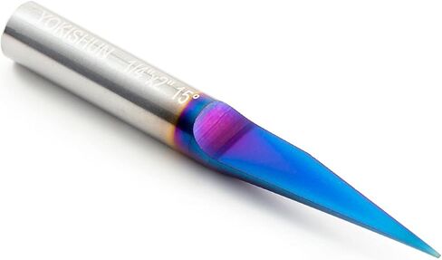 YOKISHUN 60 Degree 1/4 inch Shank V Bits 0.005 Tip with Nano Blue Coat Solid Carbide V-Bit for Signmaking Carving Engraving in Kuwait