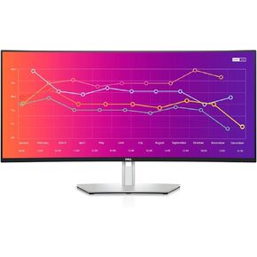 Dell U3821DW UltraSharp Curved USB-C Hub Monitor - 37.52-inch WQHD (3840 x 1600) 60Hz 2300R Curvature Display, 8ms Response time, USB-C/DP/HDMI/RJ-45, Height/Slant/Tilt/Swivel Adjustability - Silver