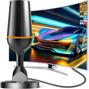 2025 TV Antenna Indoor, Digital Antenna for Smart TV Antenna for Local Channels with Strong Magnetic Base, 250+ Miles Reception HD Antennas for Tv Without Cable - Supports 4K 1080P (Orange)