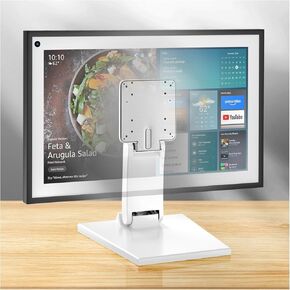 للحصول على Amazon Alexa Show 21 Stand Mount Tilt Soporte Para Alexa Accessories Eco Show 21 Accessories قابلة للتعديل قوس التناوب سهلة التثبيت قابلة للطي (أبيض)