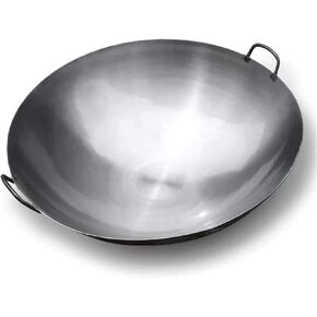 Chinese Wok Stir Fry Pan Pre-Seasoned Cast Iron Large Deep Wok with Two Integral Handles gift -60cm