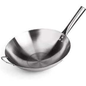 Stainless Steel Wok Pan Wok Suitable for All Types of Stoves, Non-Stick Coating Enables Low-Fat Cooking Wok Pans-34cm