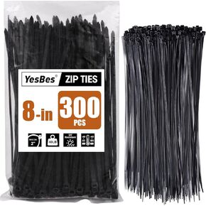2000 PCS Zip Ties 8 Inch, Cable Ties 40lbs Tensile Strength, Black Zip Ties for Indoor and Outdoor Use, UV Resistant Wire Ties