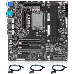 StoneStorm Q670 12-Bay NAS M-ATX Motherboard(LGA1700, 12th/13th/14th Gen. Desktop Processor), 4* U-DIMM DDR5 MAX 128GB, 2* M.2 NVMe, 12* SATA 3.0, 1* Type-C 20Gbps, 6* USB, DP/HDMI/VGA/eDP, COM Port