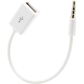 سعة 3.5 ملم من الذكور إلى كابل محول أنثى USB للسيارات AUX ومحرك USB الخارجي