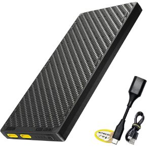 NITECORE NB10000 GEN III (Gen 3) Power Power Bank Ultra-Slim ، 10000mAh QC Equistrics Charge Dual USB-C للهواتف والمصابيح الأمامية والمصابيح الأمامية ، مع محول USB-A ، شحن ملصق كابل الشحن