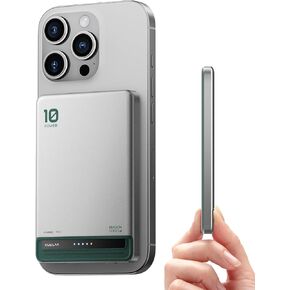 Kuulaa for Magsafe Battery Pack 10000mah ، من النوع C 20W شاحن الهاتف المحمول اللاسلكي النحيف مع كابل USB-C ، بنك الطاقة المغناطيسي 0.51 في iPhone 16/15/14/13/12 (Silver) in Kuwait