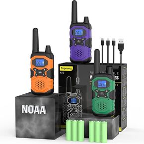 Walkie Talkies for Adults Rechargeable Walkie-Talkie Long Range 3 Pack, Multi-purpose NOAA 2 Way Radios with 4500mAh Battery USB Lanyards for Family Office School Camping Hiking Skiing Cruises