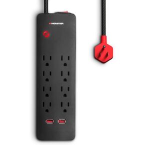 Surge Protector, 8 Outlets, 2 USB-A Ports (2.1 AMP), 6FT Cord, 2000 Joules for Charging