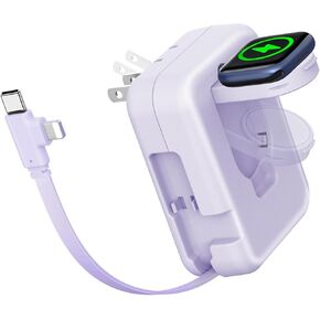 2in1 iWatch Charger, 36W Retractable Charger for iPhone iWatch,Travel Wall Charging Block Compatible with iPhone 16/15/14/13/12/11 iWatch