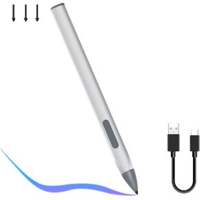 Stylus Pen for Microsoft Surface Pro9/8/X/7/6/5/4/3 Surface Go 3/2/1 Surface 3/Laptop/Studio/Book 4/3/2/1 with 4096 Tilt Pressure Palm Rejection Magnetic Attachment Rechargeable, Silver