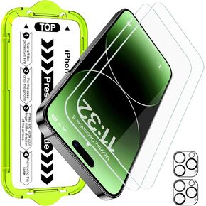Esanik [2+2 Pack for iPhone 16 Pro Privacy Screen Protector – Anti-Spy Tempered Glass & Camera Lens Cover, Military-Grade 9H Hardness, Anti-Scratch, Flawless Fit Tray