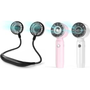 ComLife 2 Pack Handheld Mini Fan و Portable Neck Fan ، Battery Powerd Personal Fan with 3 Speed ​​for Women Girls Kids Indoor Outdoor Camping Travel