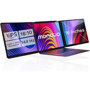 16" Pro Triple Laptop Screen Extender, Dual 16" 2k Portable Monitors, 144Hz, 100% DCI-P3, Compatible with 16" MacBook Pro M1, M2, M3, M4 & Windows Laptops, for Gaming, Creators, & Professional