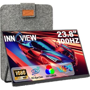 InnoView 23.8" Large Portable Monitor, FHD 100HZ 100% SRGB IPS USB-C HDMI Work Home Gaming Second Monitor 1080P W/180°Adjustable Stand for Laptop, MacBook, Phones