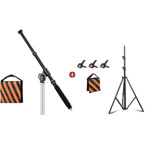 Soonpho QL-02 Heavy Duty Extension Boom Arm Bar & Aluminum Light Stand 9.8 Feet/3m