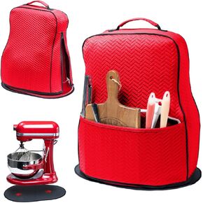 BAGSPRITE Stretchy Stand Mixer Cover with Appliance Slider– Washable Applicance Cover Compatible with KitchenAid Mixer 6/7/8 Quart – Dust Cover with Pockets for KitchenAid Accessories and Attachments