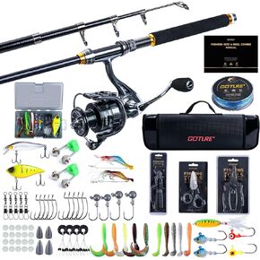 Goture Fishing Rod and Reel Combos-1.8M Telescopic Fishing Pole Spinning Reel Lures Set with Carrier Bag,Telescopic Rod Kit for Starter Travel Saltwater Freshwater, Gifts for Men