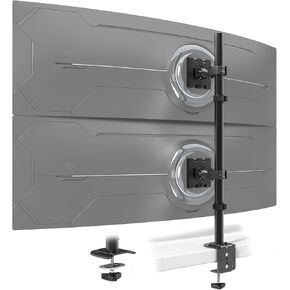 Heavy-Duty Dual Vertical Monitor Arm with 32.2" Extended Pole - Supports Two 49" Ultrawide Screens, Swivel/Tilt/Rotation, 44 lbs per Screen (Black)