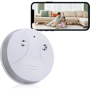 1080P Indoor Camera Smoke Detector with Night Vision with Night Vision and Motion Detection for Home,Business
